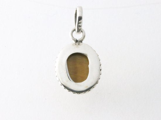 Fijne bewerkte ovale zilveren hanger met tijgeroog afbeelding 3