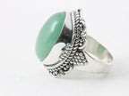 Zware bewerkte zilveren ring met jade afbeelding 2