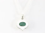 Fijne bewerkte zilveren hanger met smaragd aan ketting afbeelding 3