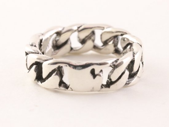Zilveren ring met gourmet schakels afbeelding 2