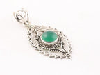 Opengewerkte zilveren hanger met groene onyx afbeelding 2