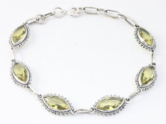 Bewerkte zilveren armband met citrien afbeelding 1