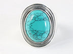 Bewerkte zilveren ring met turkoois afbeelding 4