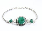Bewerkte zilveren armband met smaragd afbeelding 1