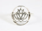 Ronde zilveren lotus bloem ring afbeelding 4