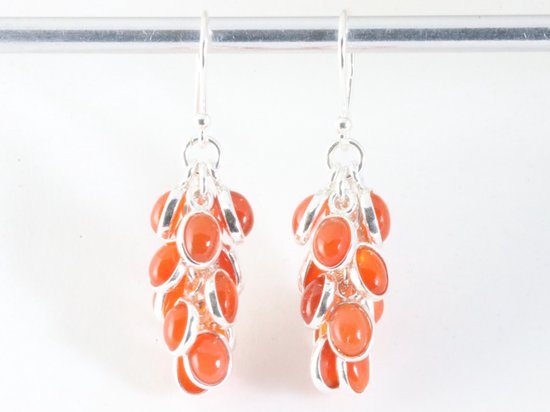 Trosvormige zilveren oorbellen met carneool afbeelding 3