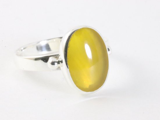 Hoogglans zilveren ring met gele agaat afbeelding 1