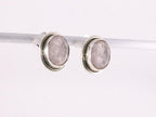 Fijne ovale zilveren oorstekers met rozenkwarts afbeelding 2