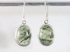 Ovale zilveren oorbellen met prehniet afbeelding 4