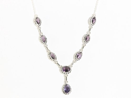 Bewerkte zilveren ketting met amethist afbeelding 4