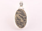 Ovale zilveren hanger met leaf jaspis afbeelding 1
