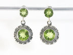 Ronde bewerkte zilveren oorstekers met peridoot afbeelding 4
