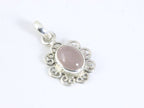 Fijne opengewerkte zilveren hanger met rozenkwarts afbeelding 2