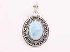 Bewerkte zilveren hanger met larimar afbeelding 1