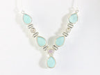 Zilveren ketting met aqua chalcedoon, amethist en parel afbeelding 2