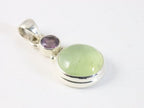 Zilveren hanger met prehniet en amethist aan ketting afbeelding 2