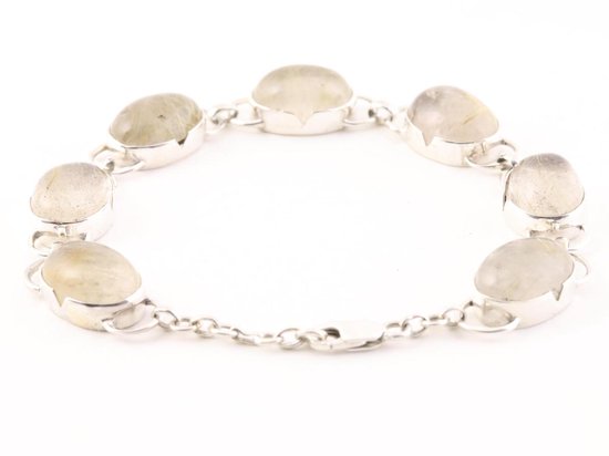 Zilveren armband met grote gouden rutielkwarts stenen afbeelding 3