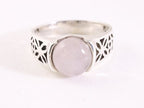 Opengewerkte zilveren ring met rozenkwarts afbeelding 4