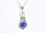 Fijne bewerkte zilveren hanger met lapis lazuli en maansteen aan ketting afbeelding 4