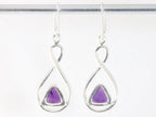 Opengewerkte zilveren oorbellen met amethist afbeelding 3