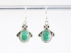 Fijne bewerkte zilveren oorbellen met malachiet afbeelding 3