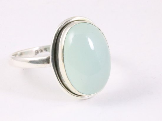 Ovale zilveren ring met aqua chalcedoon afbeelding 1