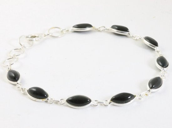 Fijne zilveren armband met onyx afbeelding 2