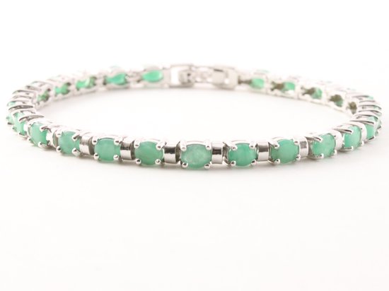 Zilveren tennisarmband met smaragd afbeelding 1