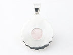 Ronde bewerkte zilveren hanger met rozenkwarts afbeelding 3