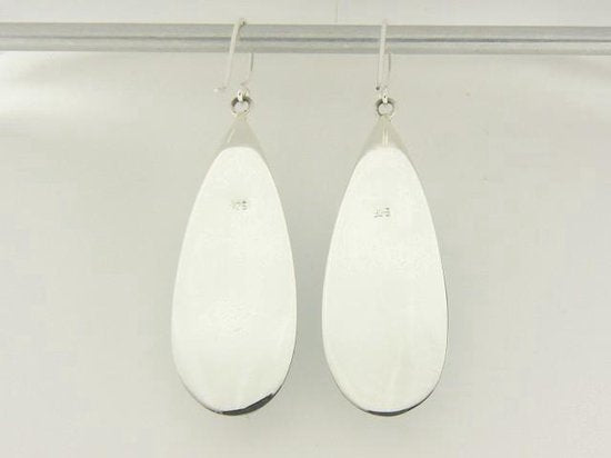 Grote druppelvormige zilveren oorbellen met abalone schelp afbeelding 3