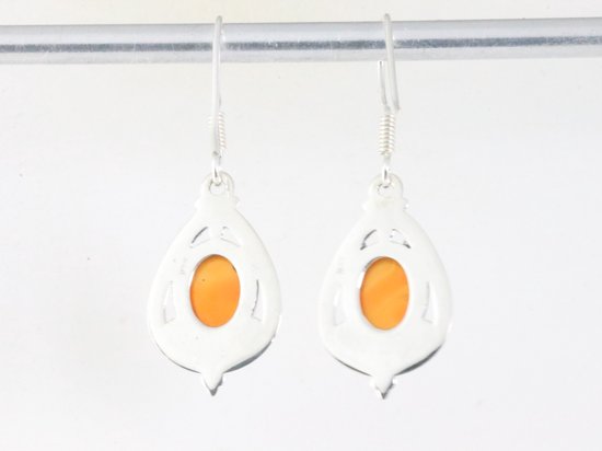 Opengewerkte zilveren oorbellen met carneool afbeelding 2