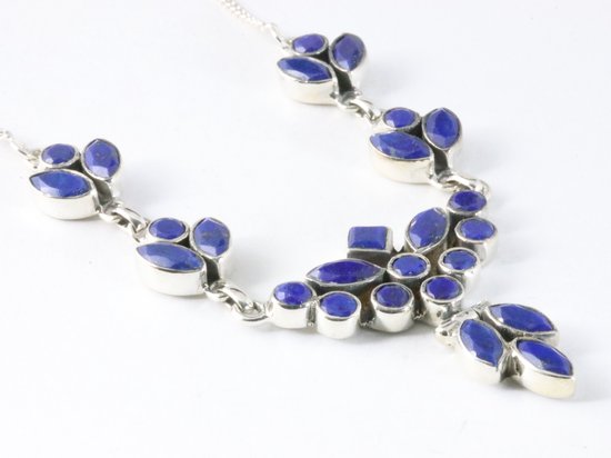 Zilveren collier met lapis lazuli stenen afbeelding 2