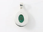Fijne bewerkte ovale zilveren hanger met smaragd afbeelding 3