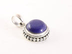 Fijne bewerkte ronde zilveren hanger met lapis lazuli afbeelding 2