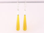 Lange zilveren pegel oorbellen met gele agaat afbeelding 3