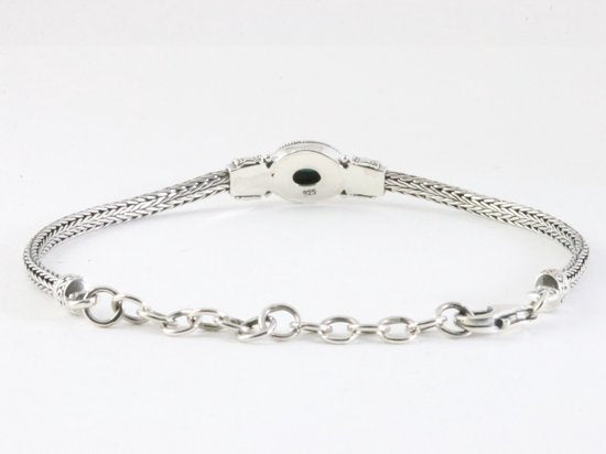Traditionele zilveren snake armband met larimar afbeelding 3