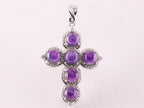 Bewerkte zilveren kruishanger met amethist afbeelding 4