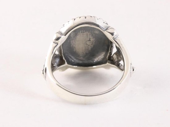 Bewerkte zilveren ring met abalone schelp afbeelding 3