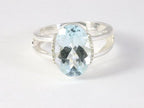 Opengewerkte hoogglans zilveren ring met blauwe topaas afbeelding 4