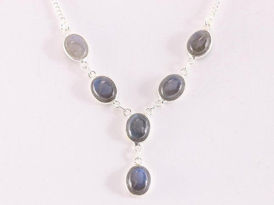 Fijne zilveren ketting met labradoriet afbeelding 1