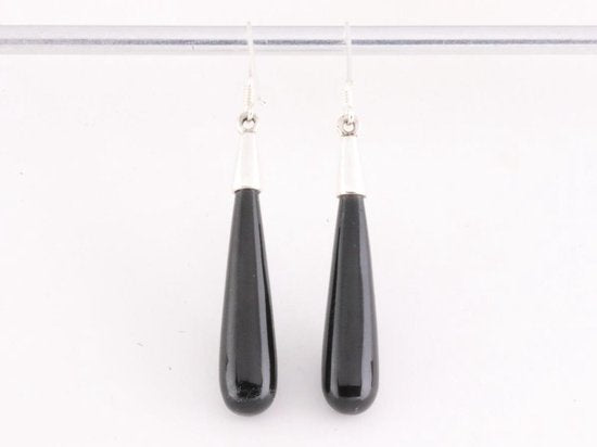 Zilveren oorbellen met pegels onyx afbeelding 3