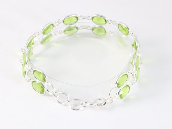 Brede zilveren armband met peridoot afbeelding 3