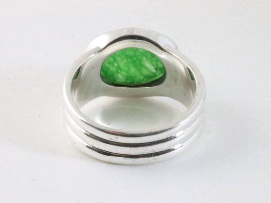 Zware zilveren ring met jade afbeelding 3