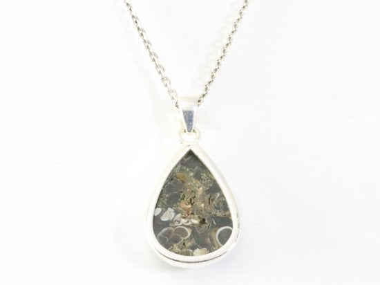Zilveren hanger met turitella agaat aan ketting afbeelding 3