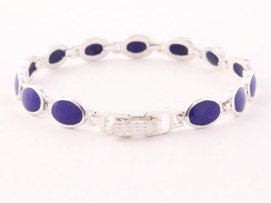 Zilveren schakelarmband met lapis lazuli afbeelding 2