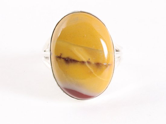 Grote ovale zilveren ring met mookaiet afbeelding 4