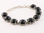 Zilveren schakelarmband met gefacetteerde onyx afbeelding 3