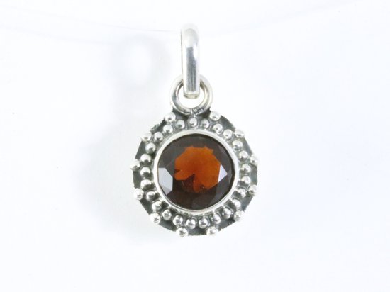 Fijne bewerkte ronde zilveren hanger met rookkwarts afbeelding 4