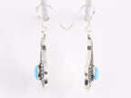 Zilveren oorbellen met blauwe turkoois en marcasiet afbeelding 2