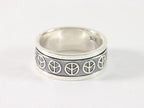Zware zilveren geluksring met vredestekens afbeelding 1